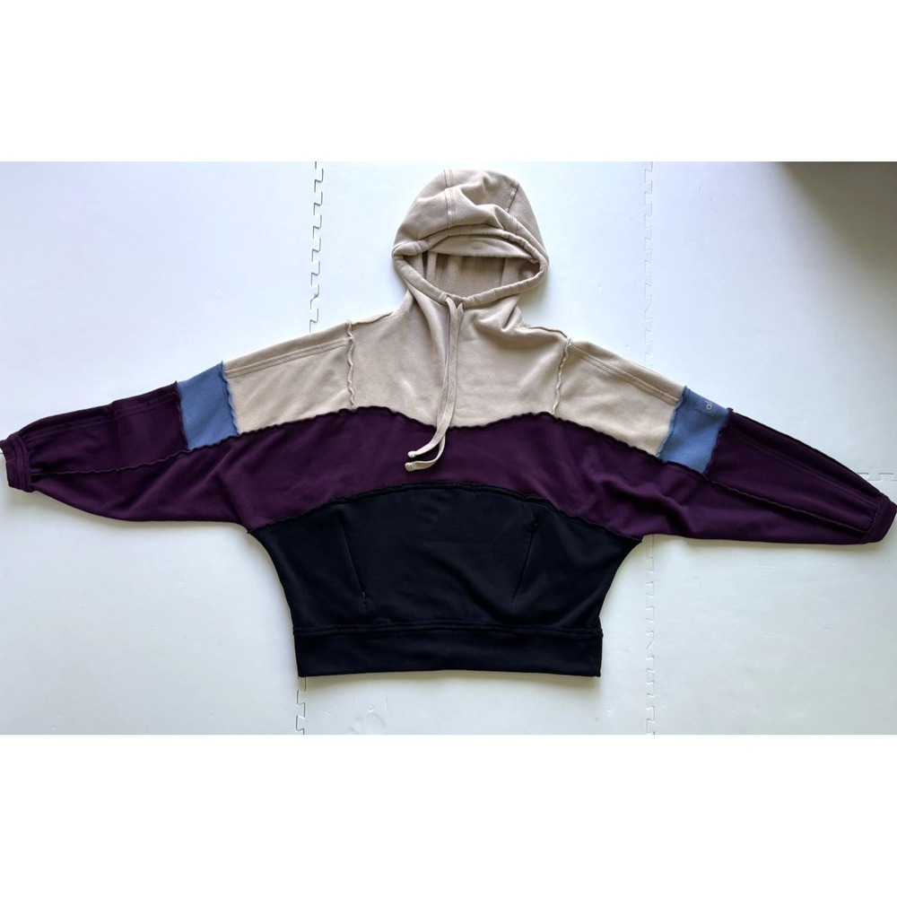 ALO YOGA Womens Hoodie Patchwork Colorblock Athleisure Oversized Dimension- Sz M - Picture 3 of 11